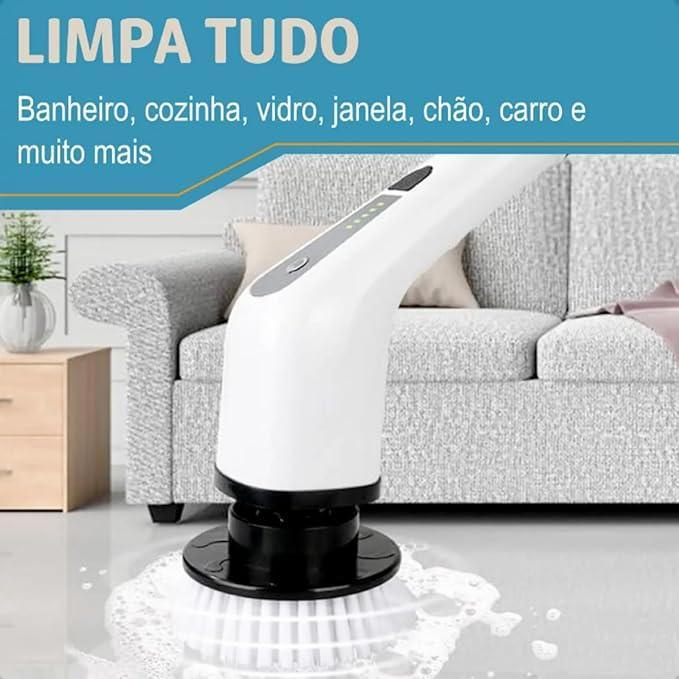 Escova de limpeza turbo elétrica sem fio, multifuncional, alça longa, acessórios de banheiro, 9 em 1. - big mimo