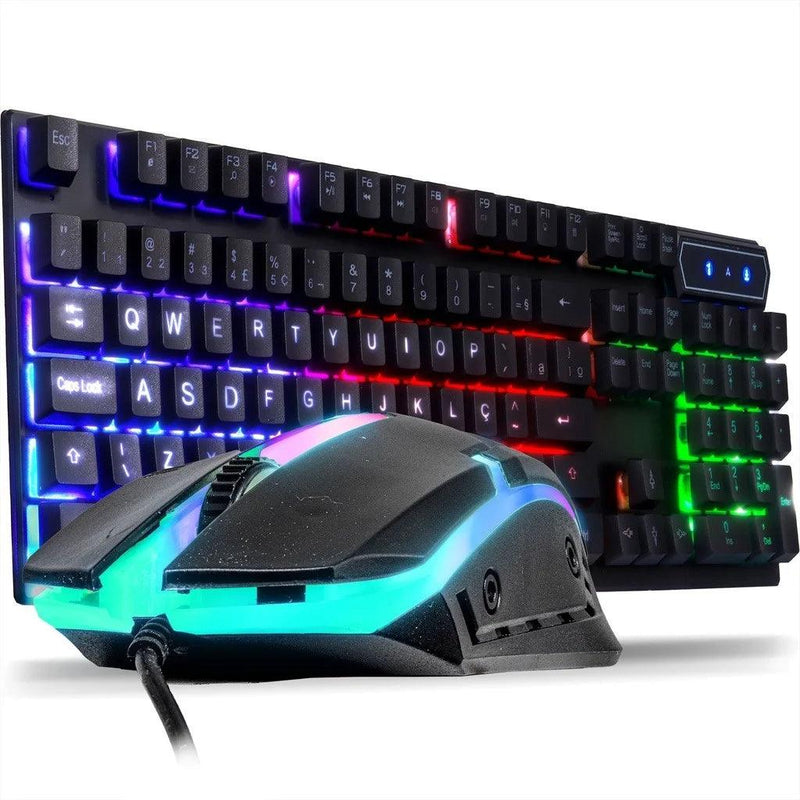 Kit Gamer Teclado Semi Mecânico + Mouse 3200dpi Usb Rgb Iluminado Jogos Pc - big mimo